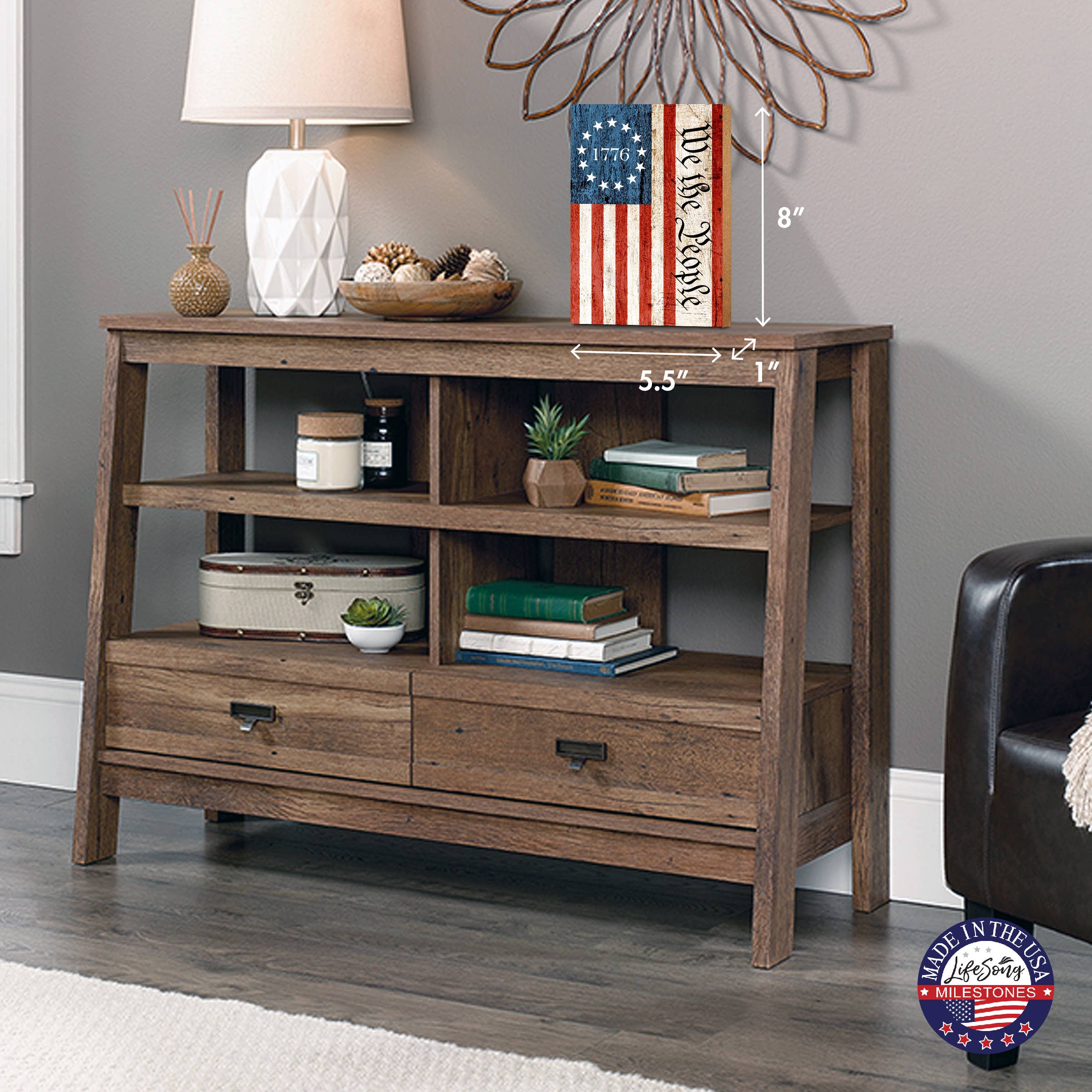 LifeSong Milestones - Wholesale Sign - We The People 1776 American Patriotic Shelf Sitter Decor2