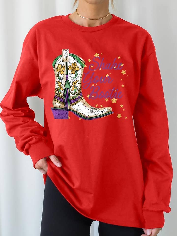 Mardi Gras Støvler Grafisk Plus Langærmet T-shirt for engroshandel hos COLORBEAR