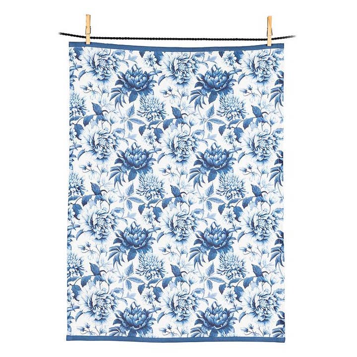 Chintz Print Kitchen Towel-Blue and White-20x28"L for wholesale by Abbott