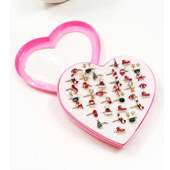Christmas Theme Ring Set in Heart Box for wholesale by Love and Repeat