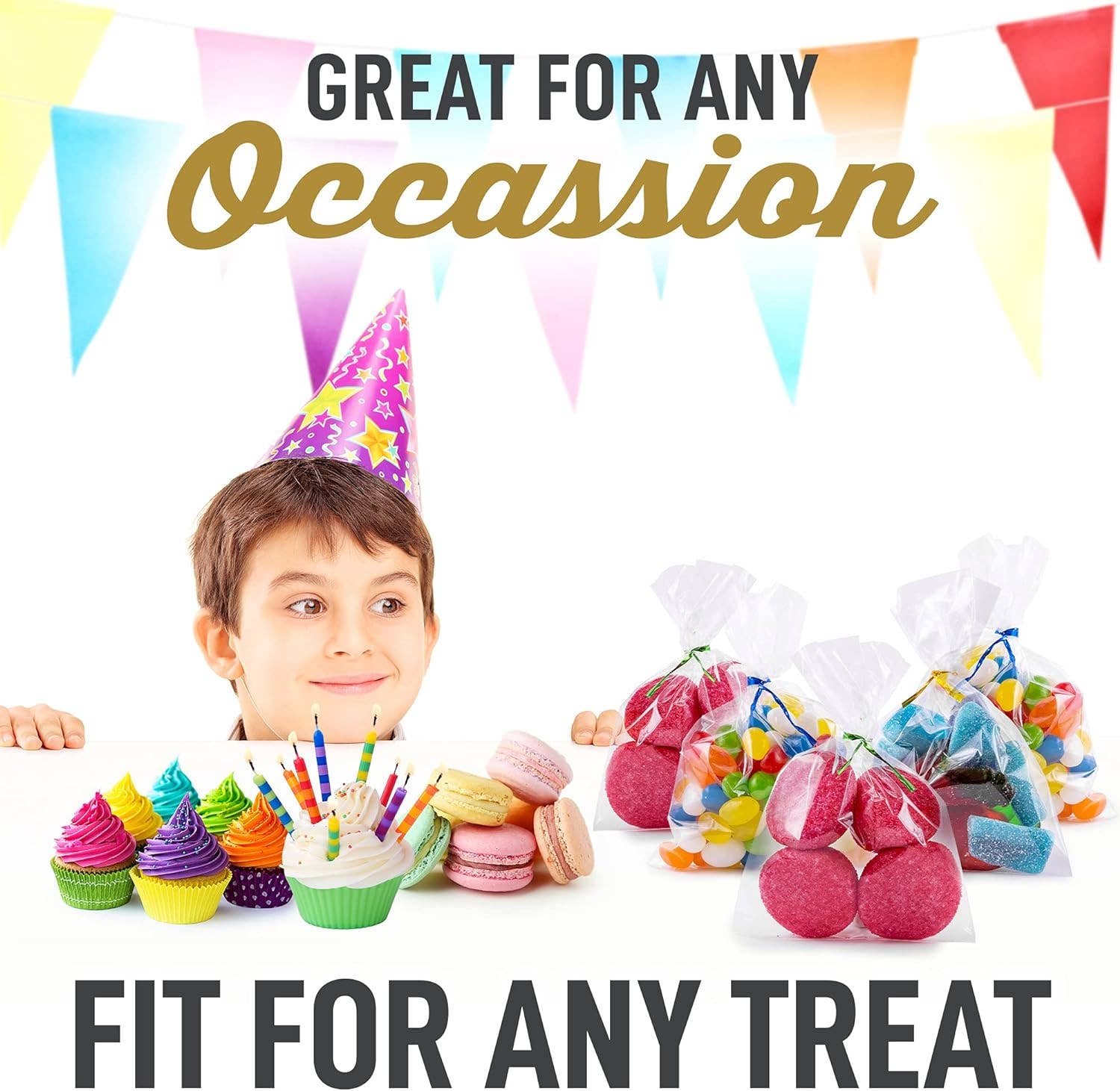 Zulay Kitchen - Wholesale Cellophane Bag - Candy Treat Cellophane Bags - 200 Pack (2x10)6