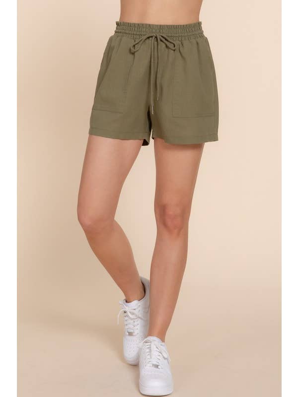 Vanilla Monkey - Wholesale Shorts - Women's - Plus Smoked Waist Linen Shorts