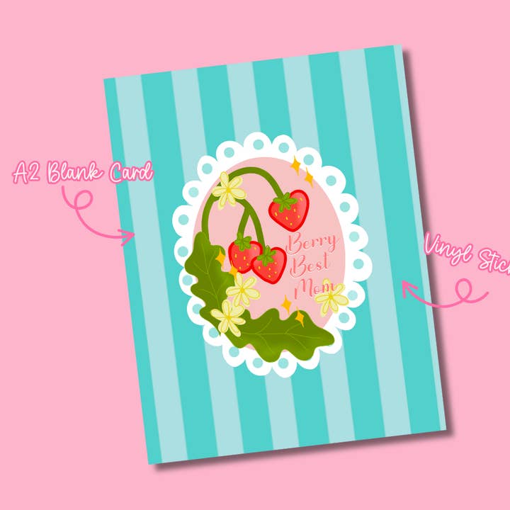 Berry Best Mom Sticker Greeting Card for wholesale by Bloom by Steph