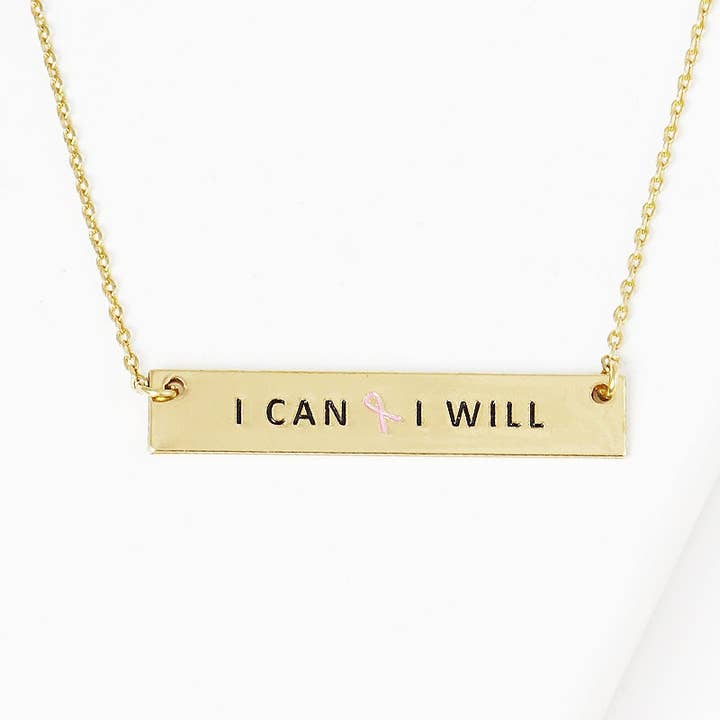 Colar Consciencialização do Cancro da Mama "Posso & I V por atacado de OHBOOBA DESIGN