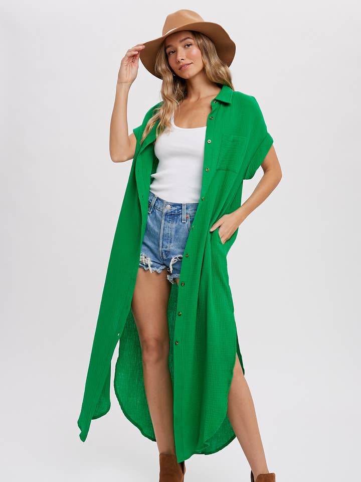 Robe chemise longue boutonnée avec poches pour la vente par Bluivy