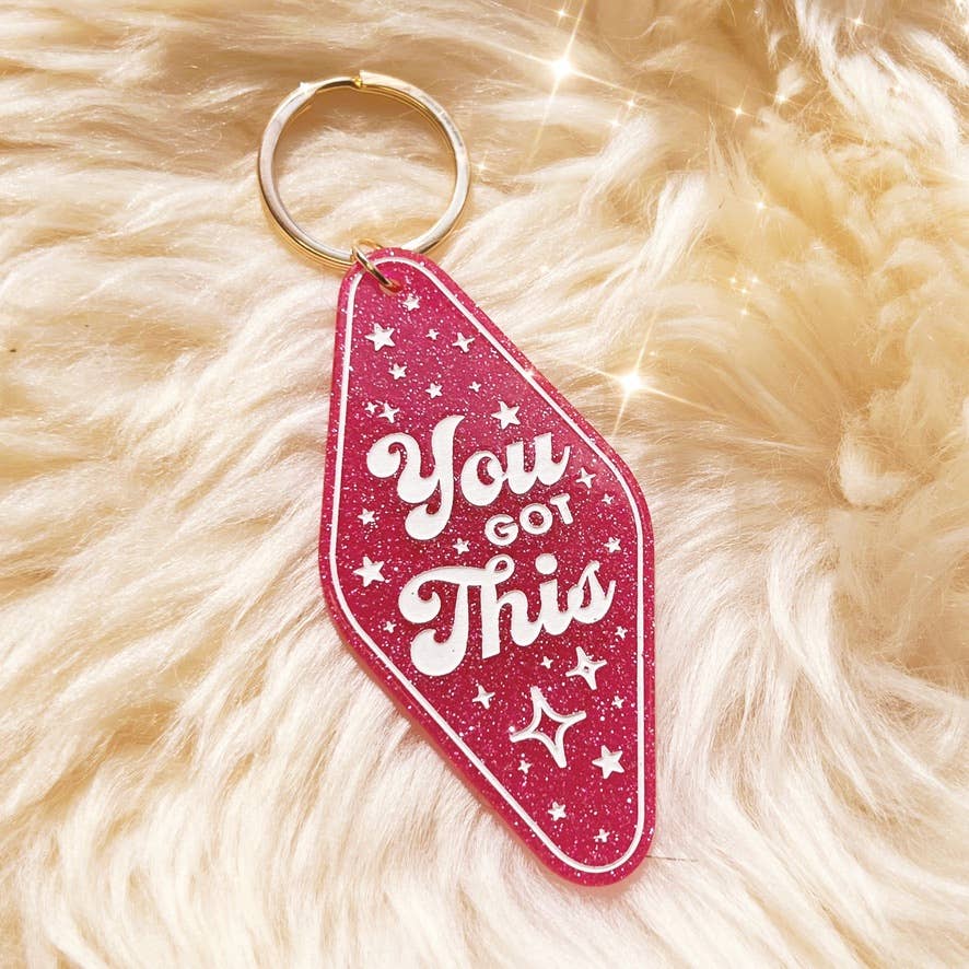Wildflower + Co. - Wholesale Keychain - Women's - Positive Affirmation Glitter Motel Keychain Stocking Stuffer4