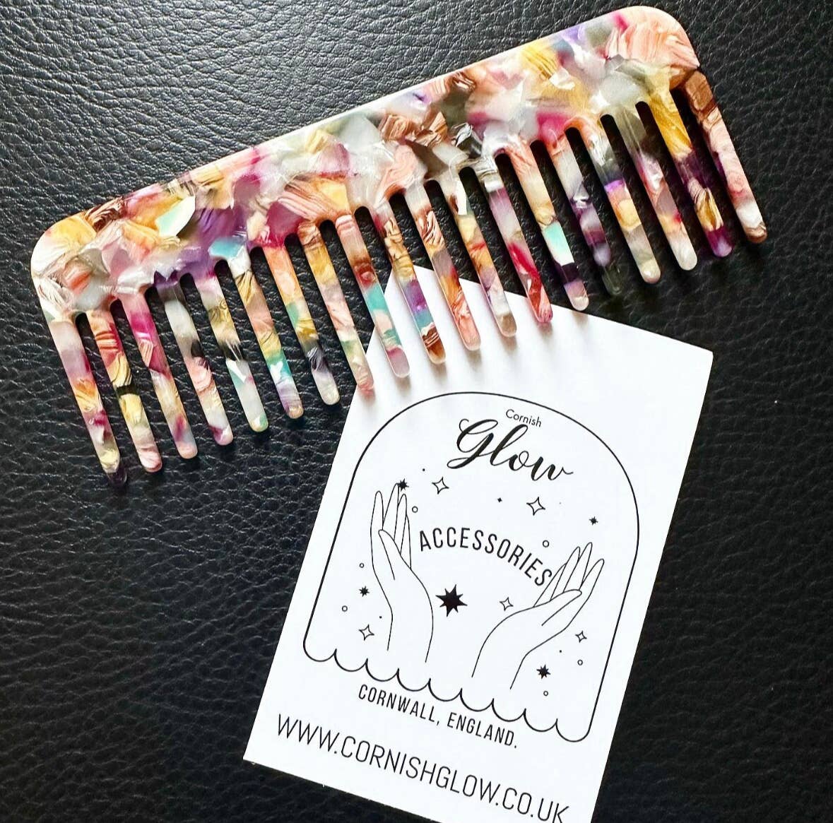 Cornish Glow - Wholesale Haarborstel/kam - ECO HARDE WIJDE KAM - Multi Fleck1