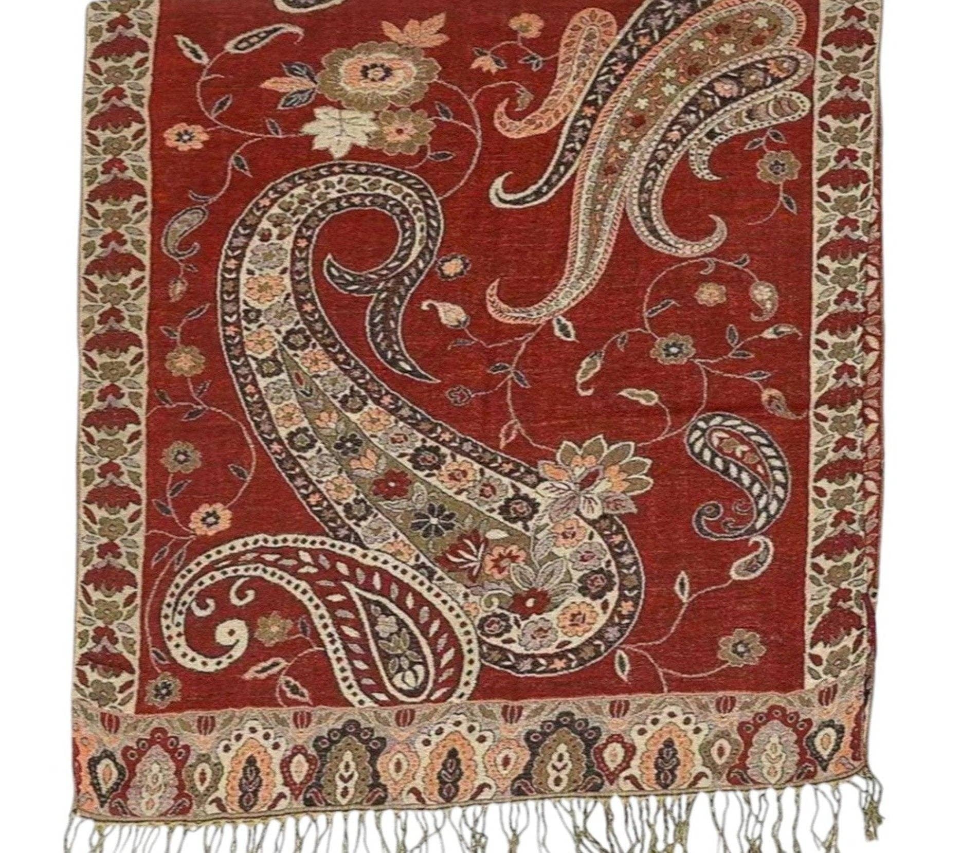 ASSORTED Metallic Pashmina Paisley Pattern SCF3719-30 (12PC) for wholesale on Faire