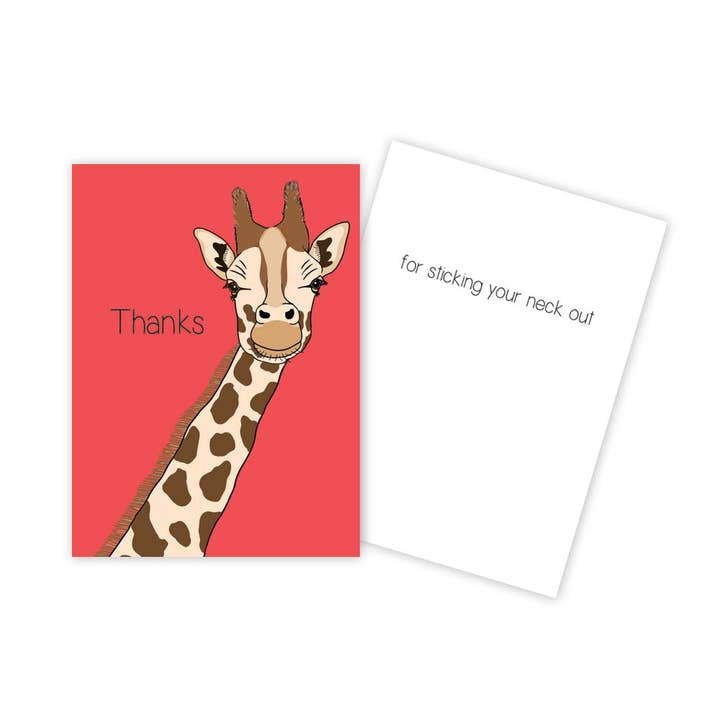 Giraffe Funny Thank You Card for wholesale by Sun Day Greetings