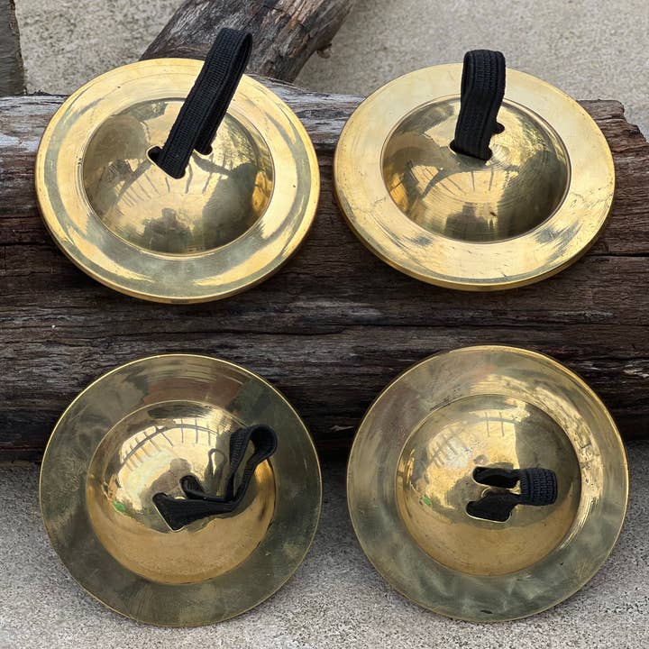 Lungta Imports - Wholesale Musical Instrument - 2 Pairs Brass Finger Cymbals Zills for Belly Dancing