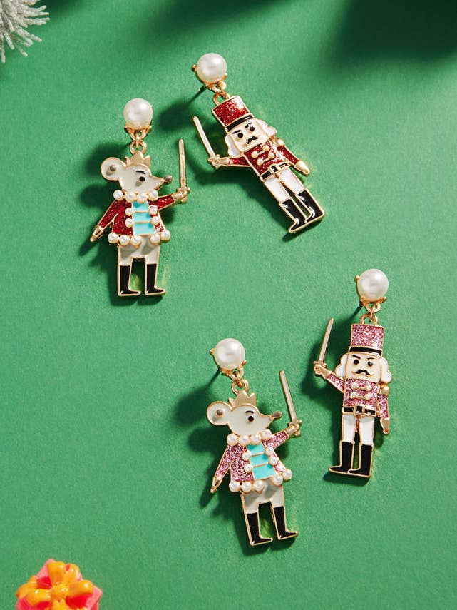 Christmas Nutcrack Mouse King Enamel Post Earrings for wholesale by Designature New York