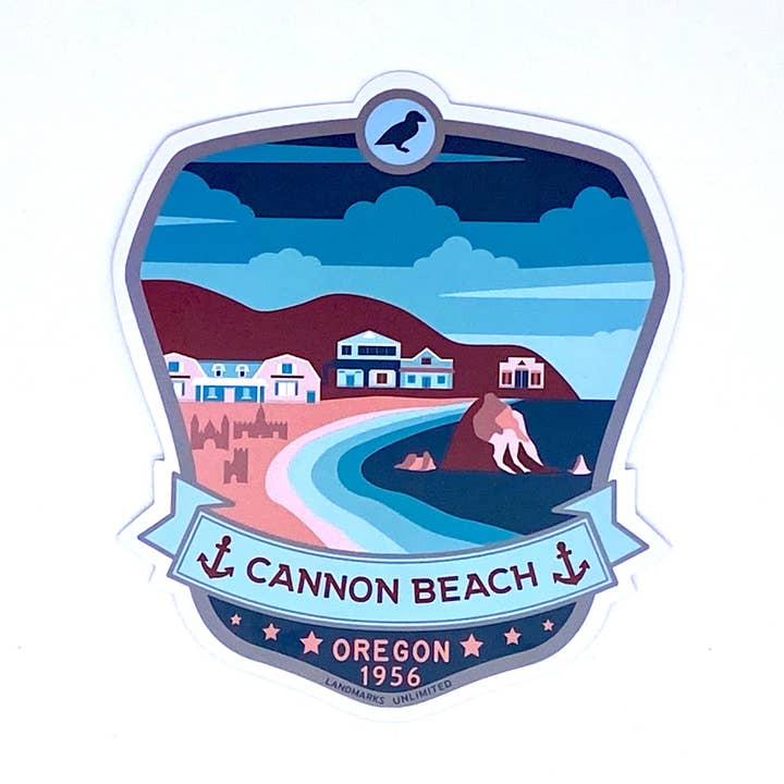 Cannon Beach Oregon - 4" Vinyl Sticker for engroshandel hos Landmarks Unlimited