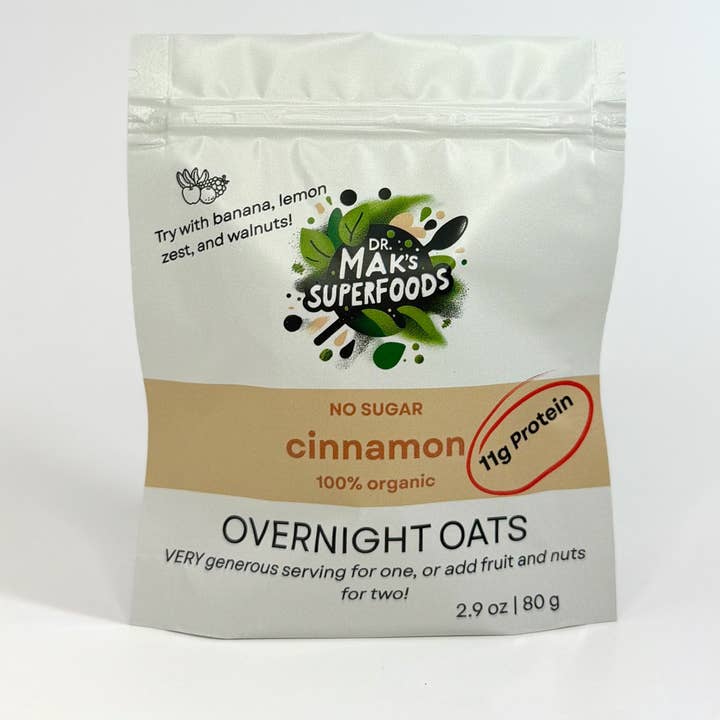 Organic Overnight Oats | Cinnamon (NO SUGAR) for wholesale by Dr. Mak's Superfoods