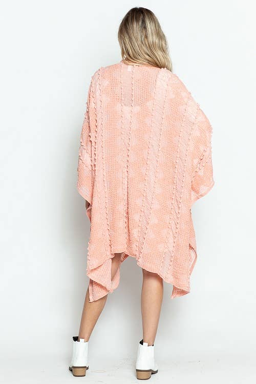 Justin & Taylor - Wholesale Kimono - Women's - Puffer-Up | Soft Textured Cover-Up Kimono With Pom Detail85