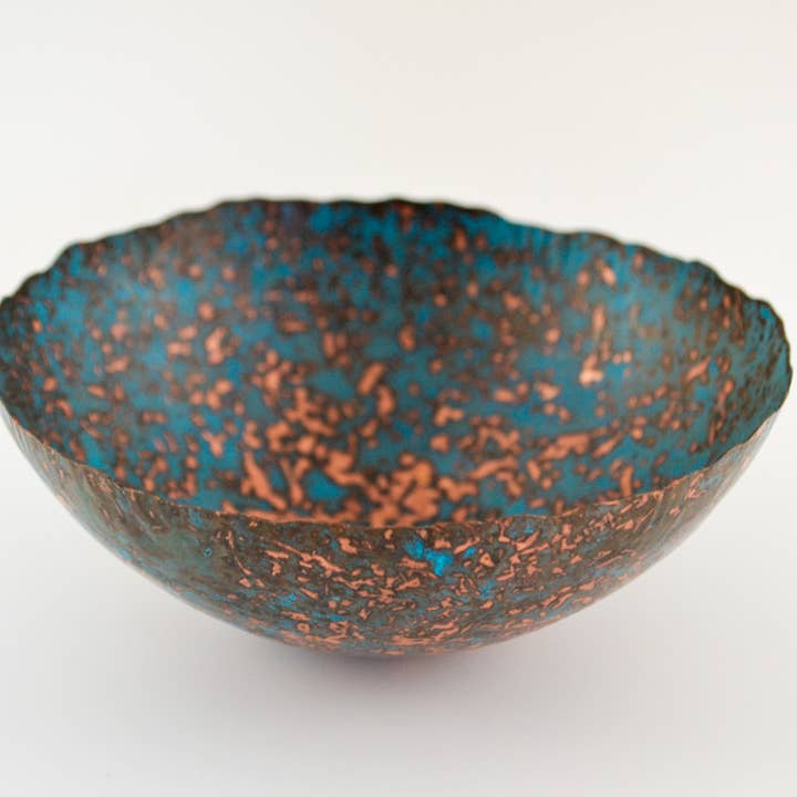 Hand raised Copper Sawdust Patina Bowl for wholesale by Stephanie Hopkins
