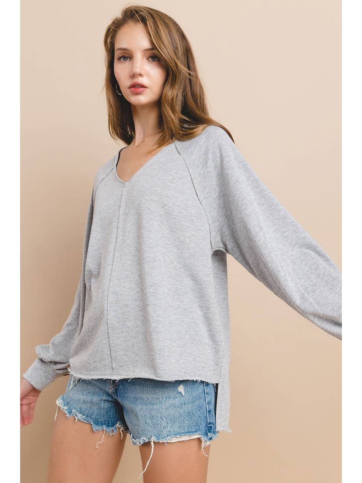 Ces Femme USA - Wholesale Sweatshirt - Women's - Knit Solid French Terry Sweatshirt / TLU13335SA