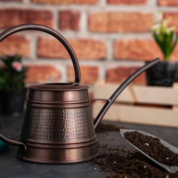 ANATOLIACRAFT - Venta al por mayor Regaderas - Regadera de cobre oscuro para jardín, maceta de cobre hecha a mano, 2000 ml, modelo con caño largo