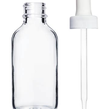 Best Bottles - Wholesale Essential Oil Holder - Boston Round Clear Bottle - 60ml (Multiple Dropper Colors)