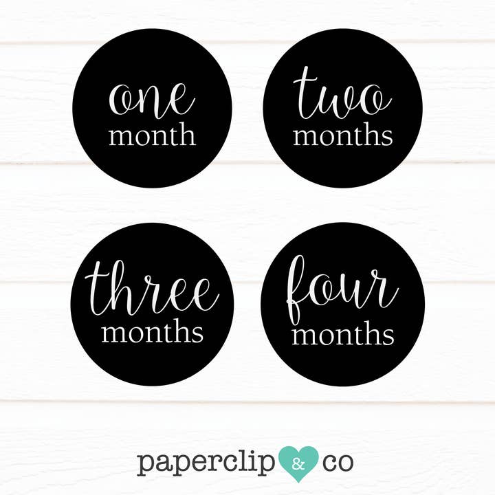 Black Monthly Milestone Stickers for wholesale by Paperclip & Co