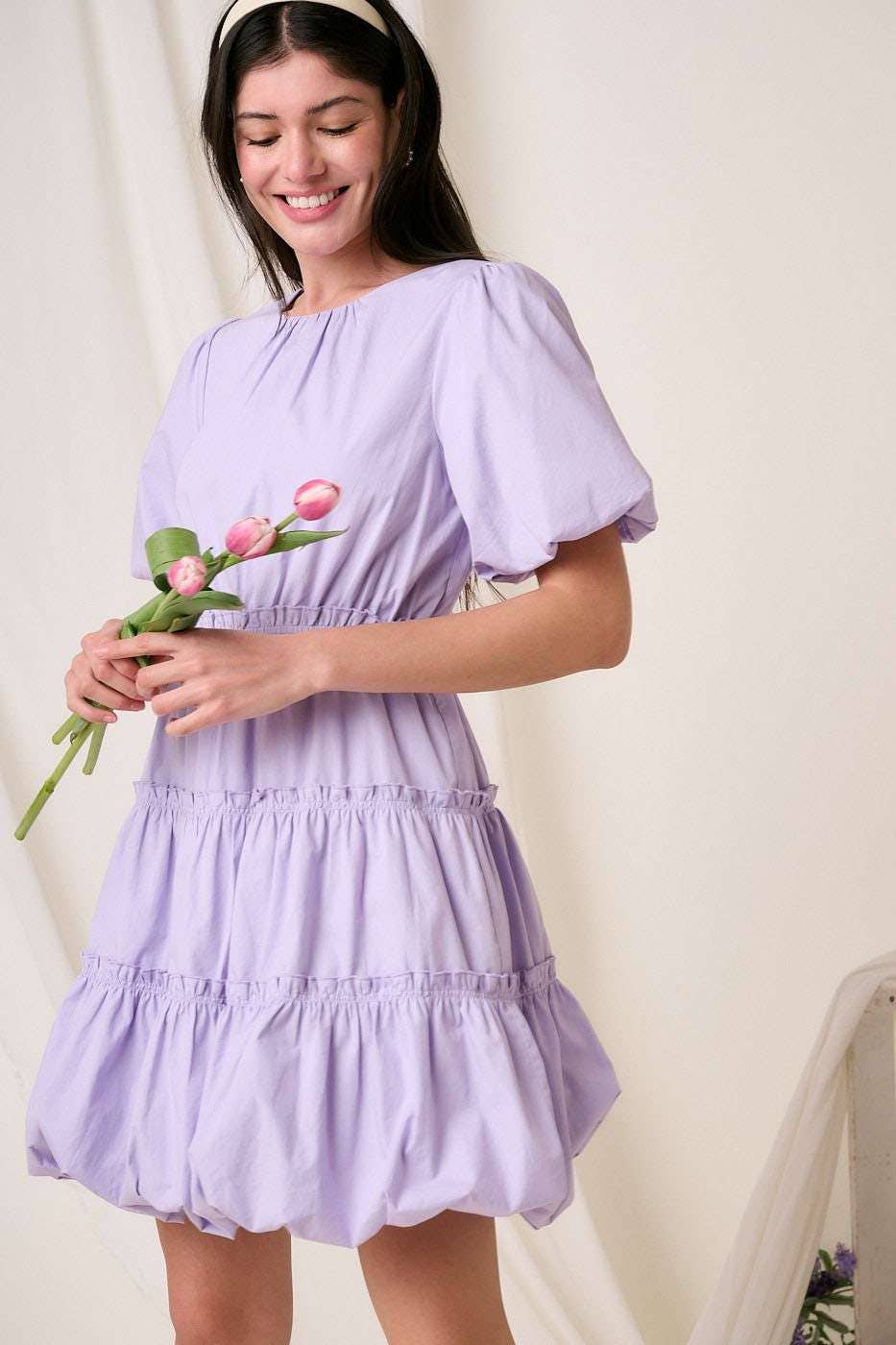 mittoshop - Wholesale Dress - Women's - BALLOON SLEEVE BUBBLE HEM MINI DRESS6