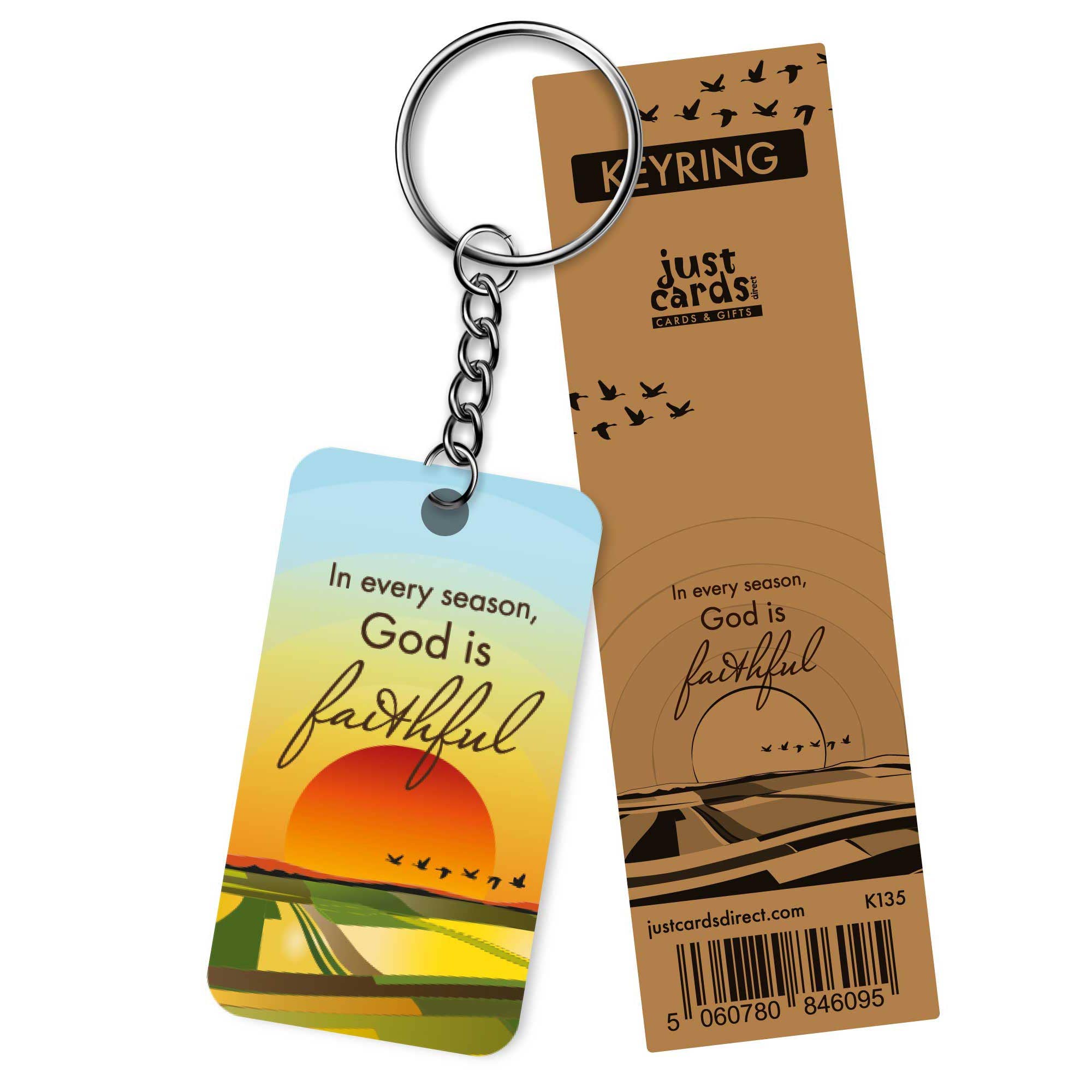 Just Cards Direct – wholesale Keychain – Unisex – God is Faithful- Christian Wooden Keyring on Chain2