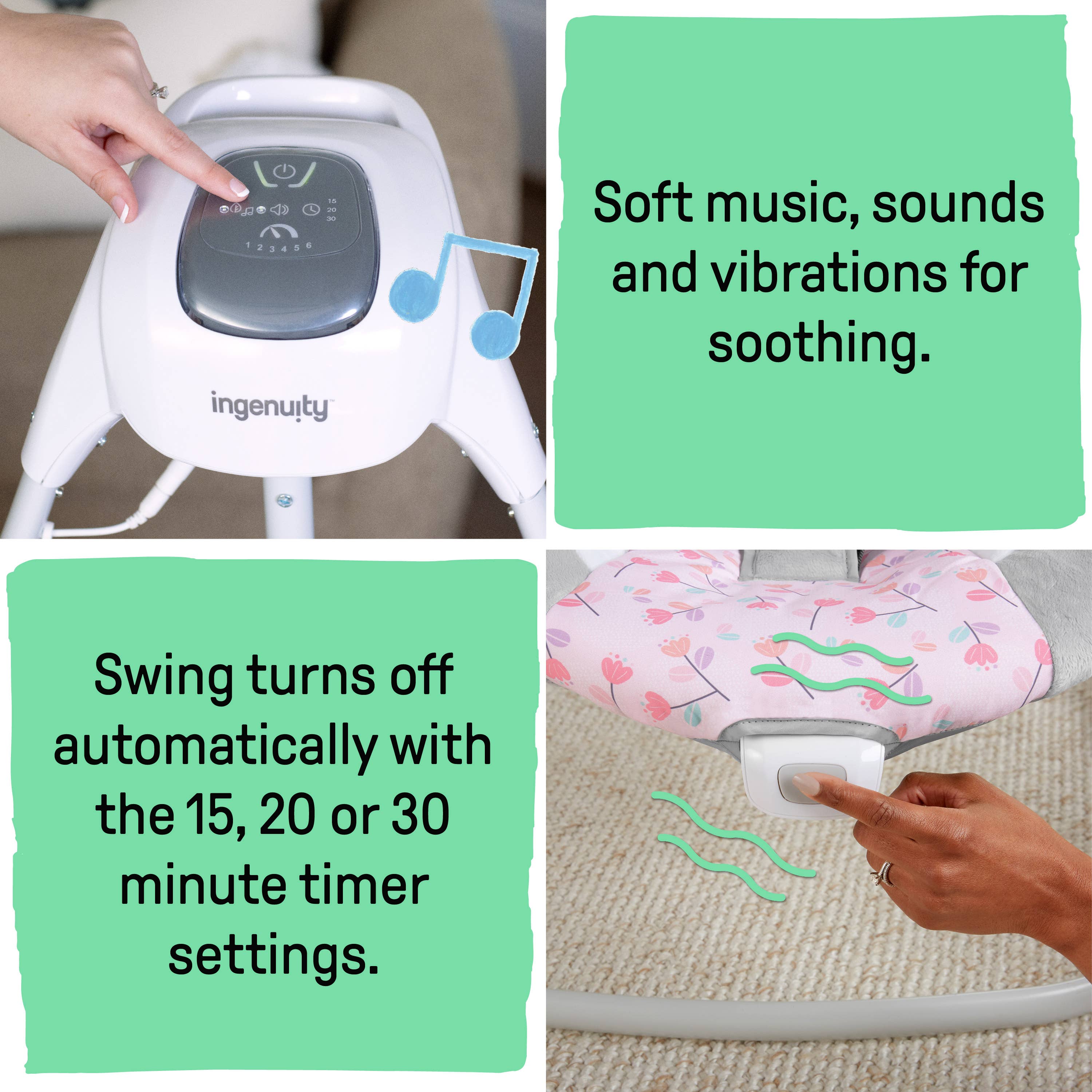 Ingenuity - Wholesale Swing - Kids & Baby - Ingenuity SimpleComfort Compact Soothing Swing - Cassidy 3