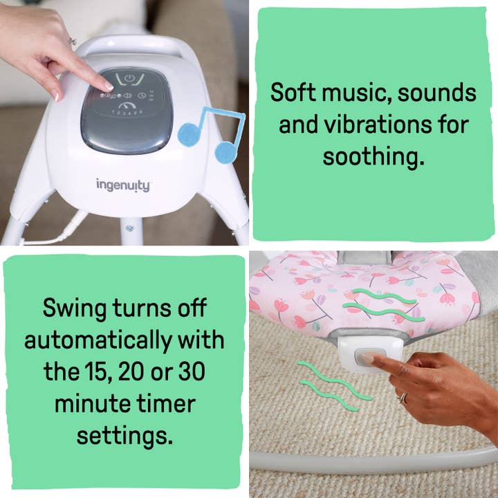 Ingenuity - Wholesale Swing - Kids & Baby - Ingenuity SimpleComfort Compact Soothing Swing - Cassidy 3