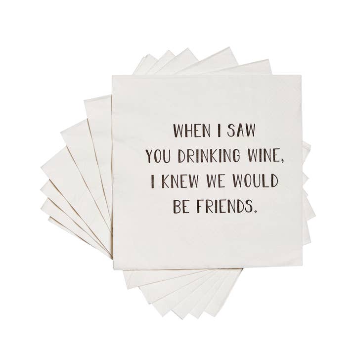 ellembee gift - Wholesale Disposable Napkin - When I saw you drinking wine funny printed Cocktail Napkins