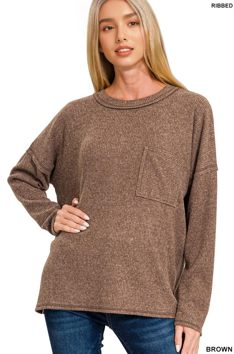 42POPS - Wholesale Knit Sweater - Women's - ",.SI-26742 Ribbed Brushed Melange Hacci Sweater11