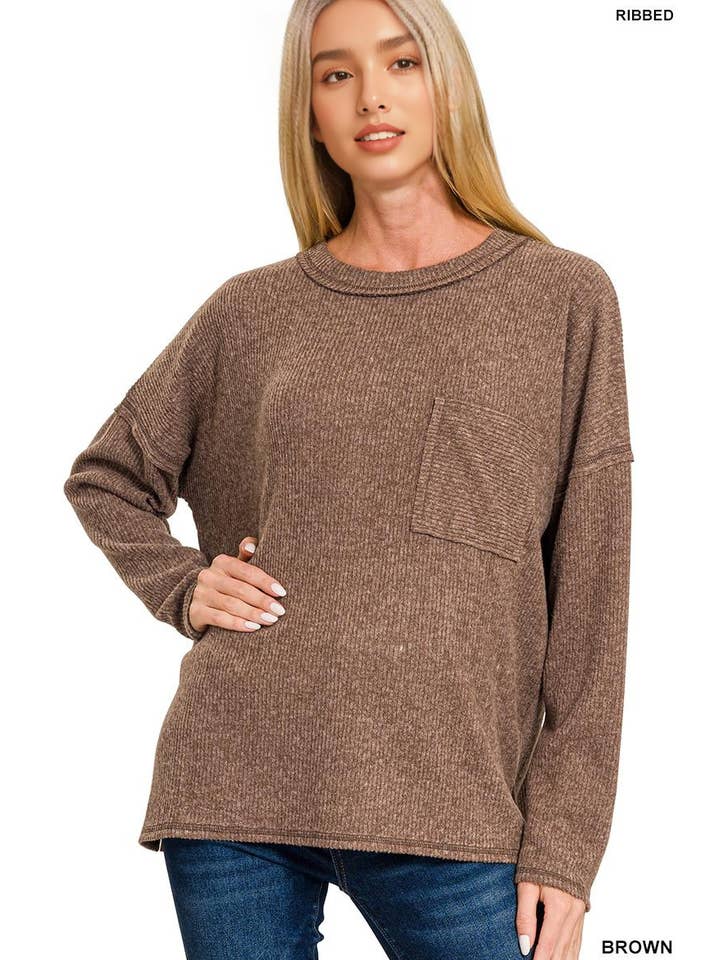 42POPS - Wholesale Knit Sweater - Women's - ",.SI-26742 Ribbed Brushed Melange Hacci Sweater11
