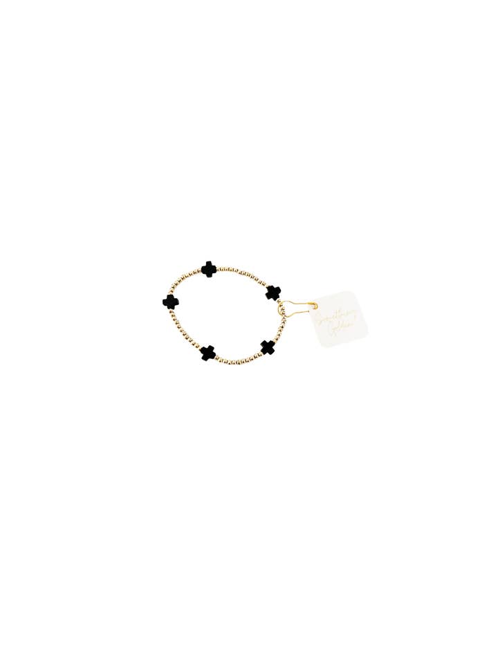 Le Bracelet Haven Cross en Noir pour la vente par Something Golden
