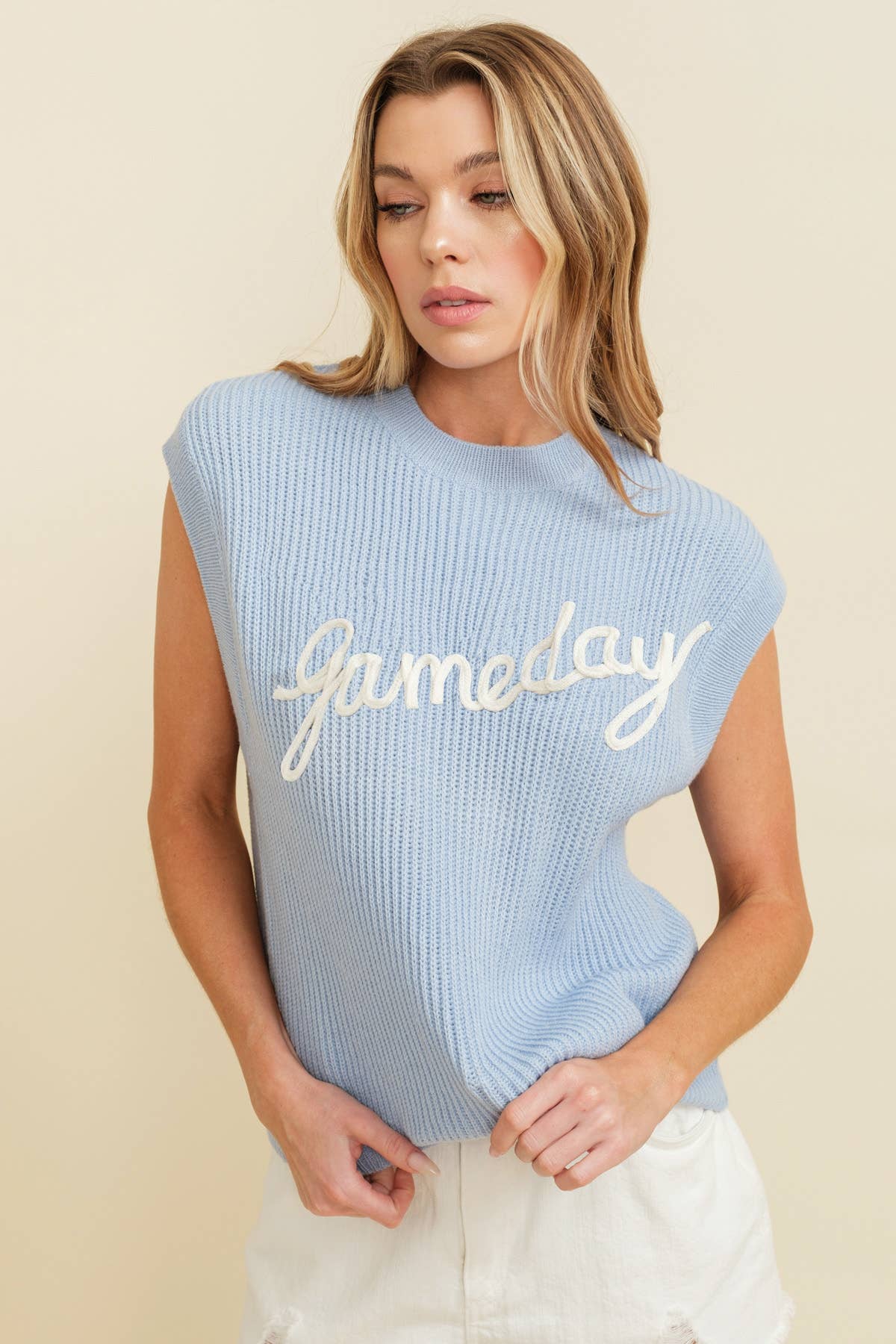 Cloud Ten - Wholesale Sweater Vest - Women's - CSW10210-1 - 'GAMEDAY" EMBROIDERED SLEEVELESS SWEATER VEST14