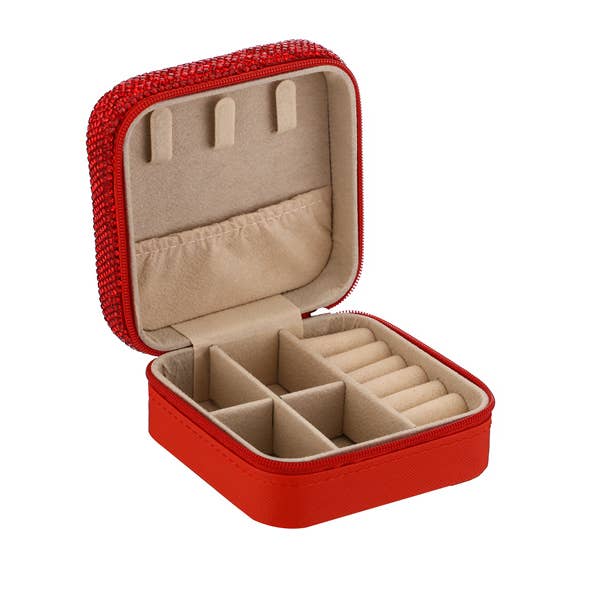 Nima Accessories Inc - Wholesale Jewelry Box/Organizer - Rhinestone Square Multiple Compartments Jewelry Box