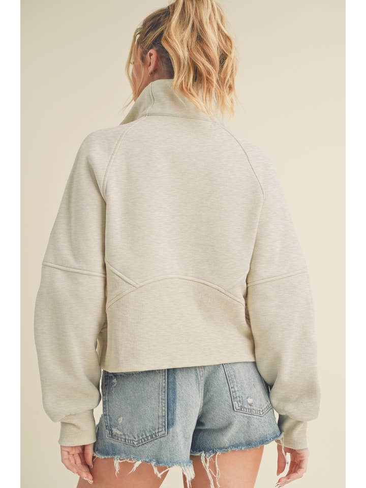 AEMI + CO - Wholesale Sweatshirt – Women's - 950CK Dove Funnel Neck Half Zip 654