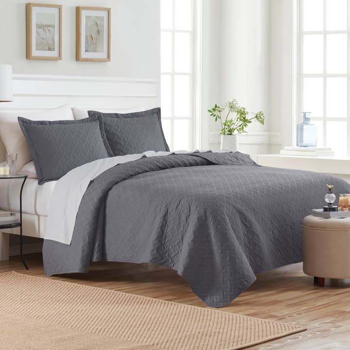 Bed Bath Fashions - Wholesale Bedding Set - Dan River 3 Piece Basket Pinsonic Quilt Set