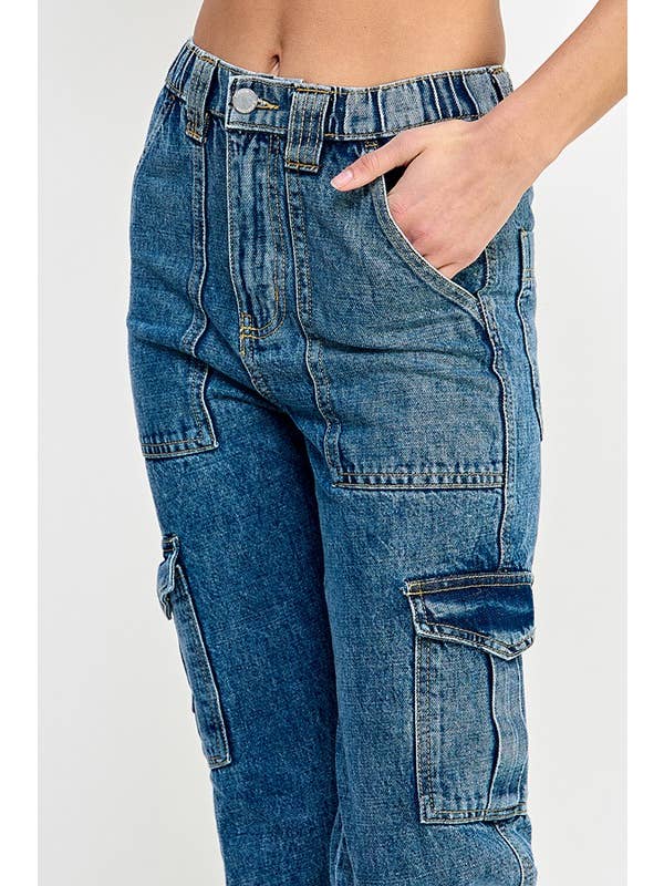 BLUE AGE – calças de ganga - Mulher por atacado – Calça Cargo Jeans para Jovens Patinadoras8