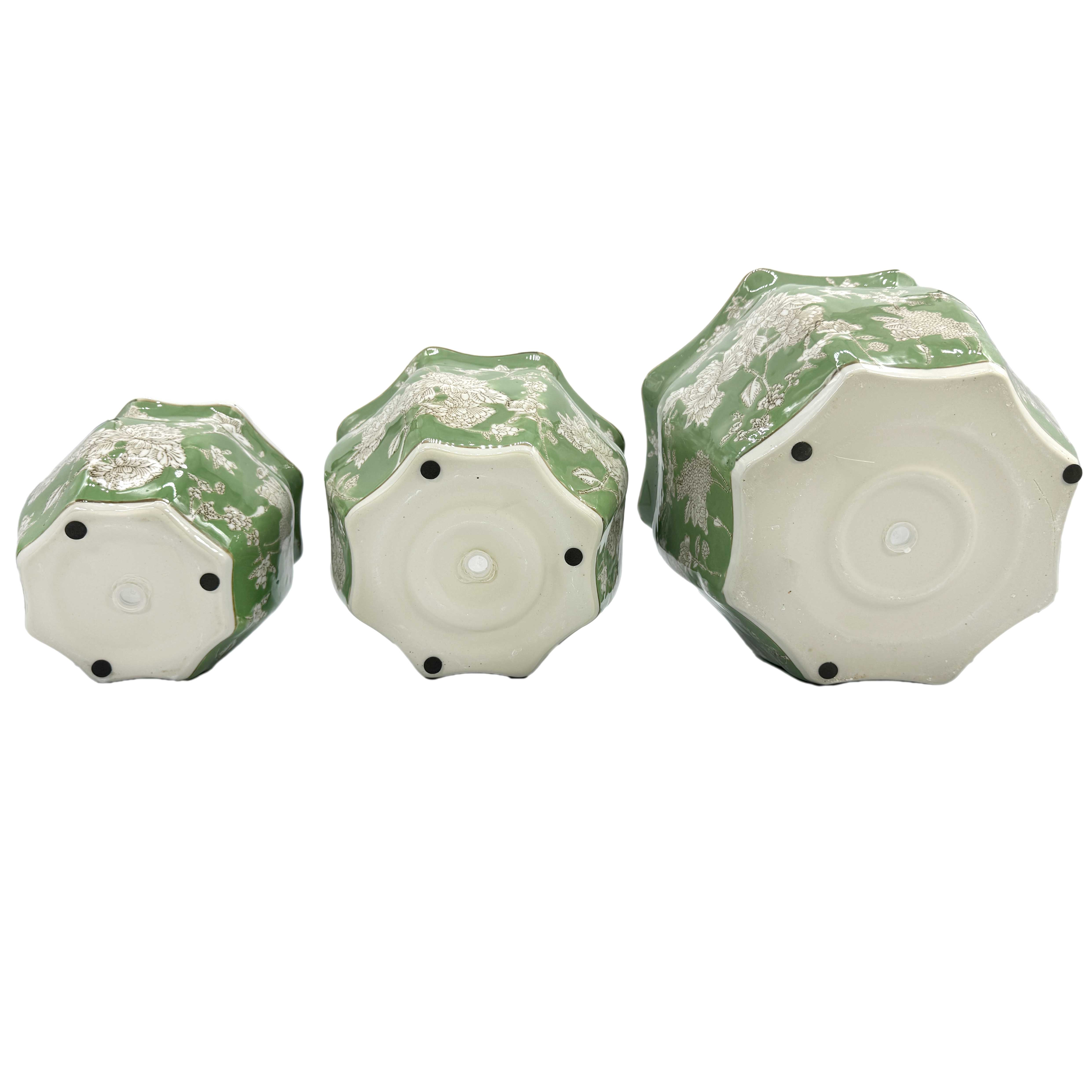 Galt International Company - Vendita all'ingrosso Vasi per piante - Set di 3 vasi per fioriere in ceramica Chinoiserie, 7,5"/10"/13"20