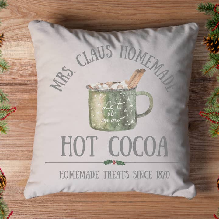 Fodera per cuscino Mrs. Claus Hot Cocoa per la vendita all'ingrosso da parte di Go Charlotte
