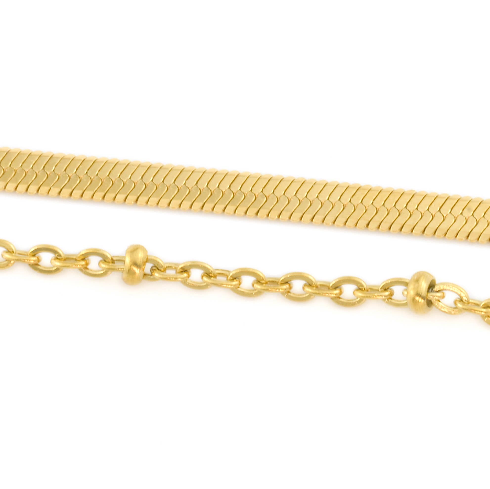 Blueyejewelry - Wholesale Anklet - Layered Herringbone Anklet - Double Layer Dainty Gold Anklet6
