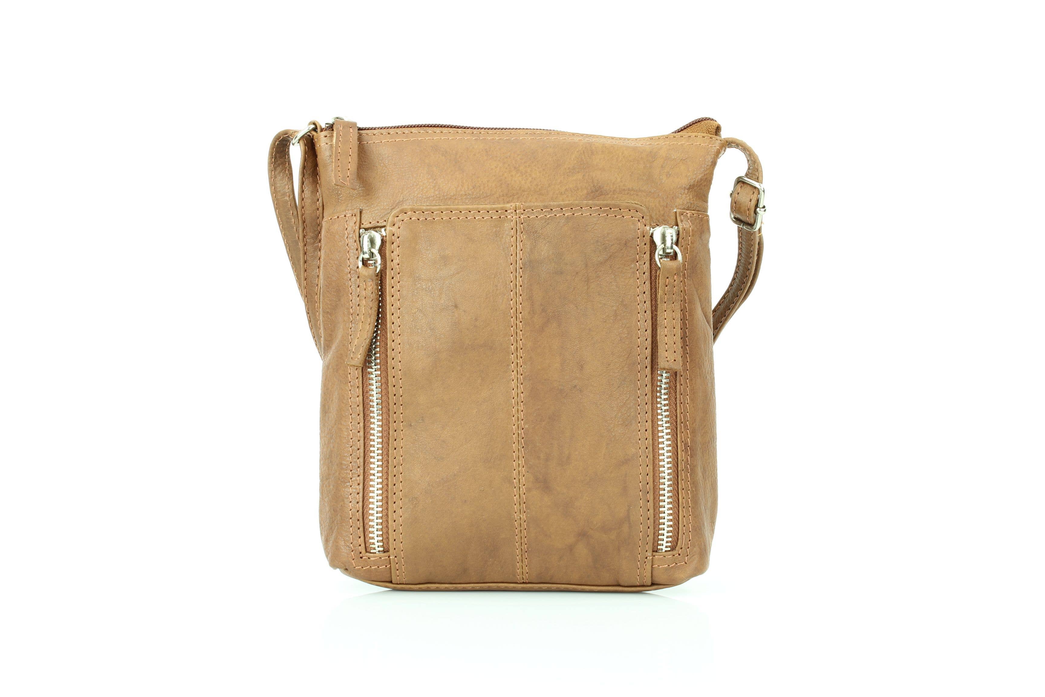 Leather Impressions Inc – wholesale Axelväska - Dam – Anchorage Slim Läder Crossbody | Dubbel Dragkedjedetalj RB 15619