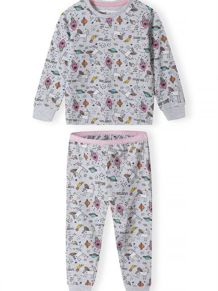 Flickor långärmad pyjamaset tryckt grå 1-8 år för wholesale av Minoti sp. z o.o.