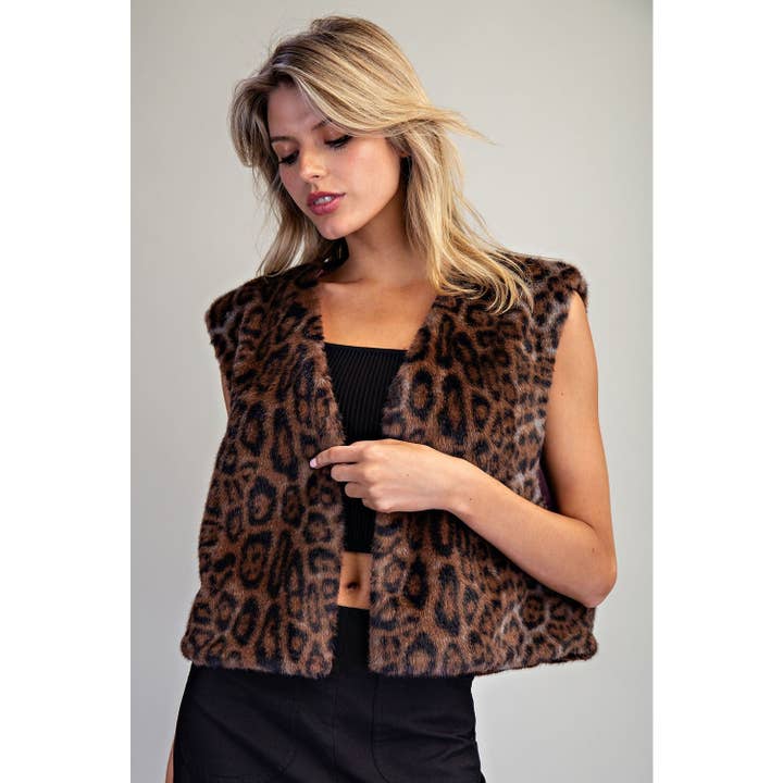 NUOVO Gilet in Pelliccia Sintetica Leopardata per la vendita all'ingrosso da parte di STYLE USA