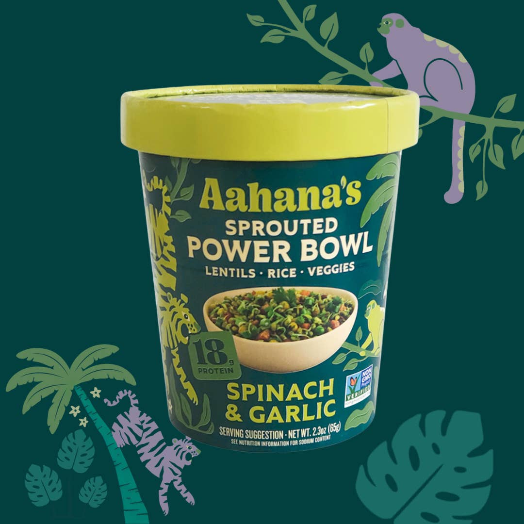 Aahana's Naturals - Wholesale Rice - Spinach & Garlic - Sprouted Power Bowl - Vegan, Gluten-Free