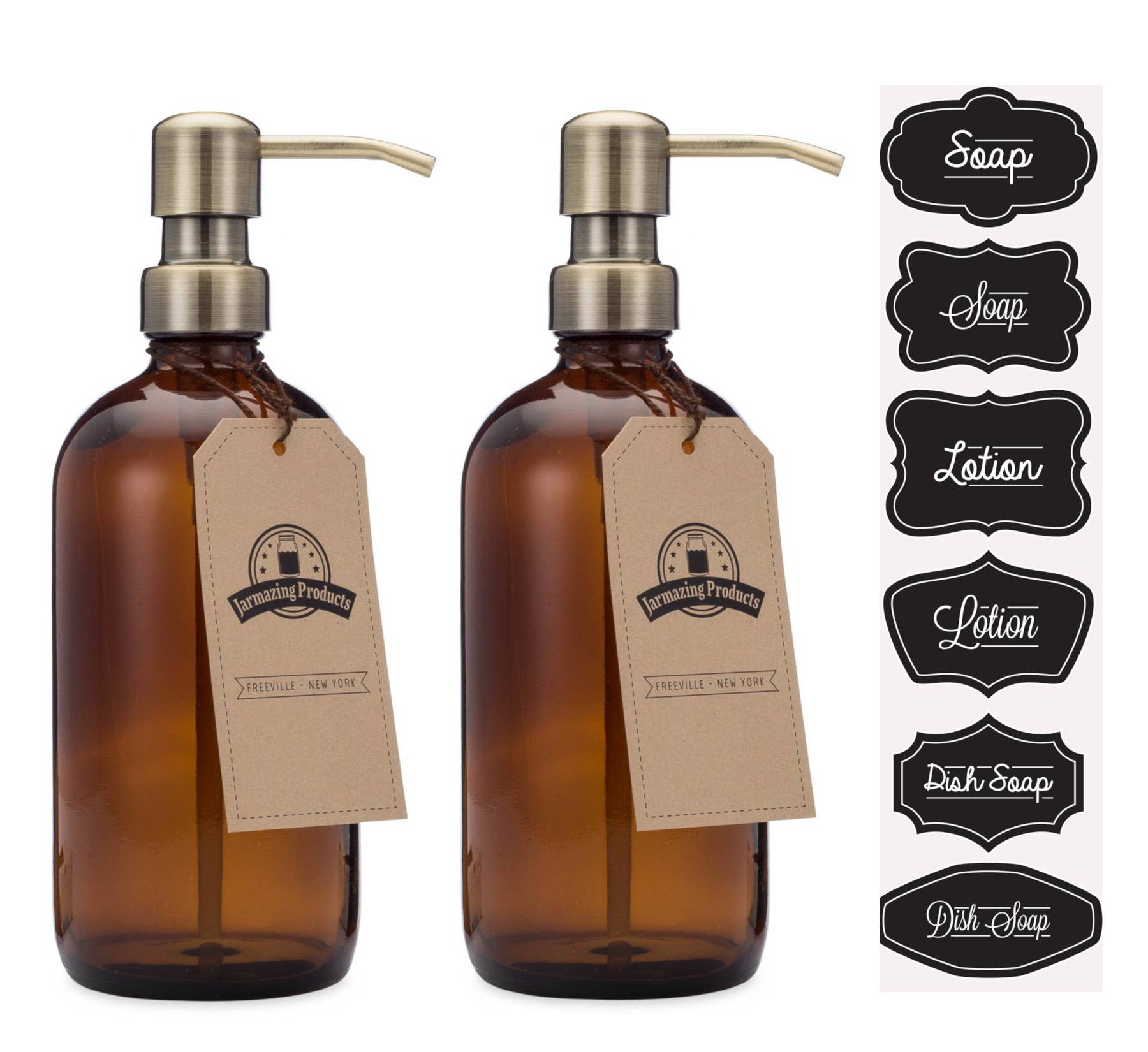 Jarmazing Products - Wholesale Soap Dispenser - Amber Glass 16oz Bottle Soap and Lotion Dispenser6