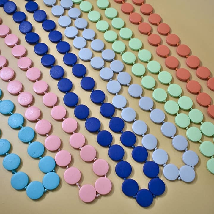 Taylor Hill Scarves & Co - Wholesale Beaded/pearl necklace - THSJ1272: Mint: Round Wooden Necklace4