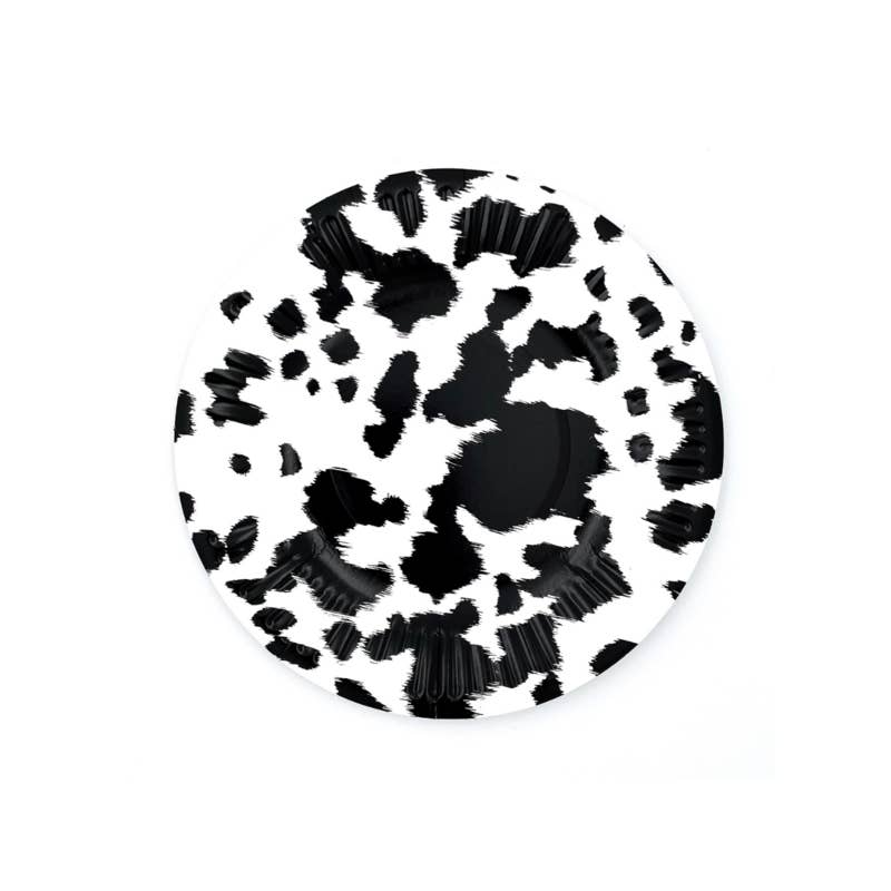 Party West - Wholesale Disposable plate - Black Cowhide Dessert Plates (Set of 8)