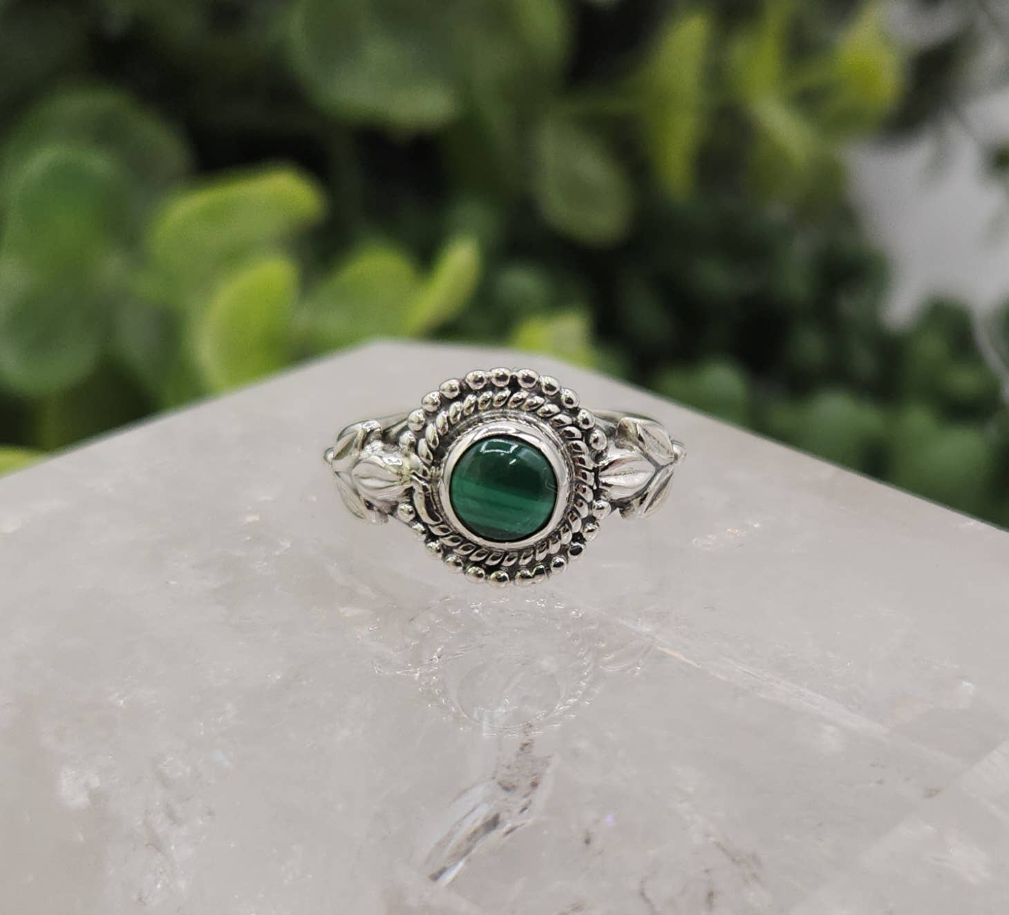 Meraki Gemstones - Wholesale Cocktail/Statement Ring - Malachite Semi-Precious Gemstone Ring - Sterling Silver/.9251