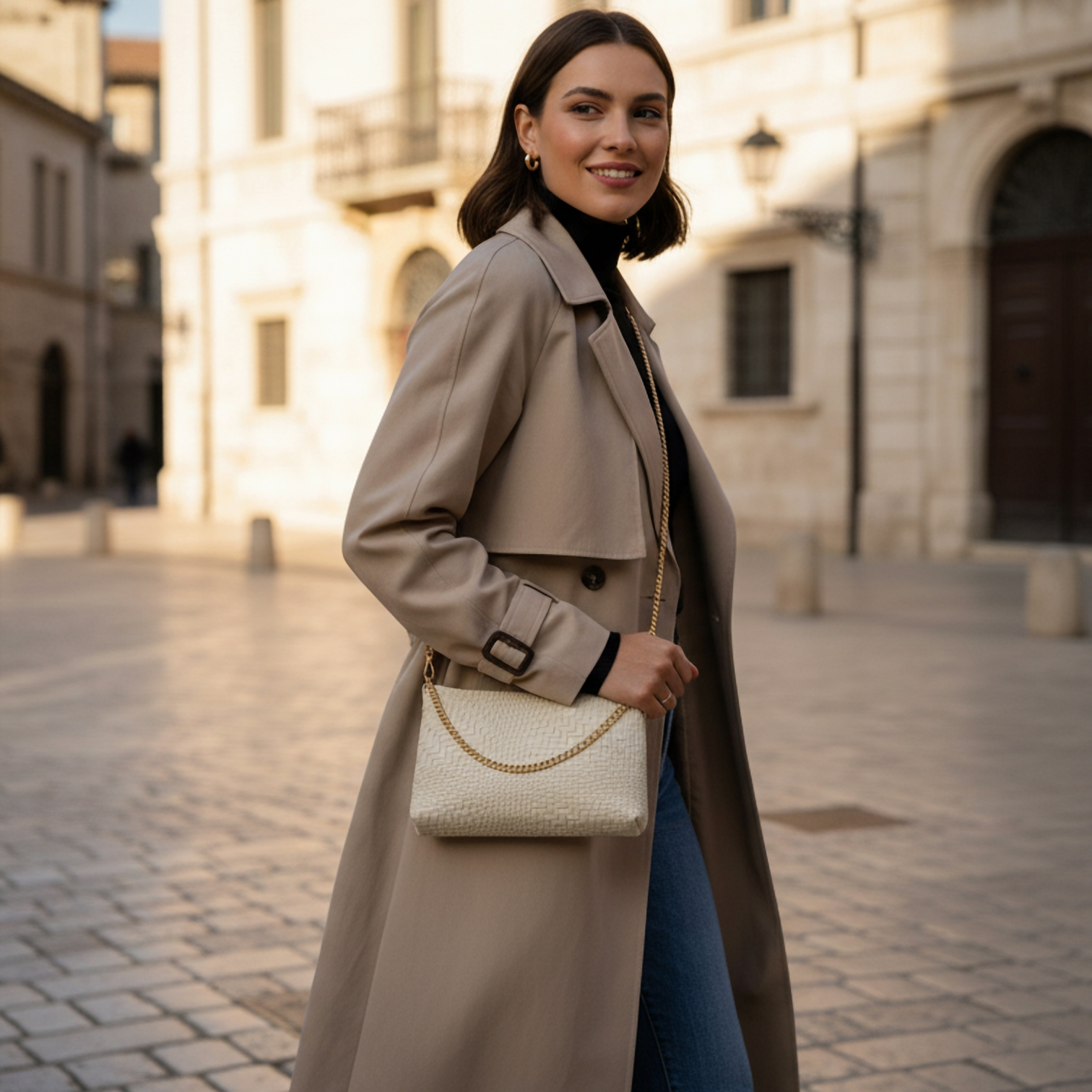 TAKEASY – Engroshandel Crossbodytaske - Dame – Grid Ruskind Læder Crossbody Taske4