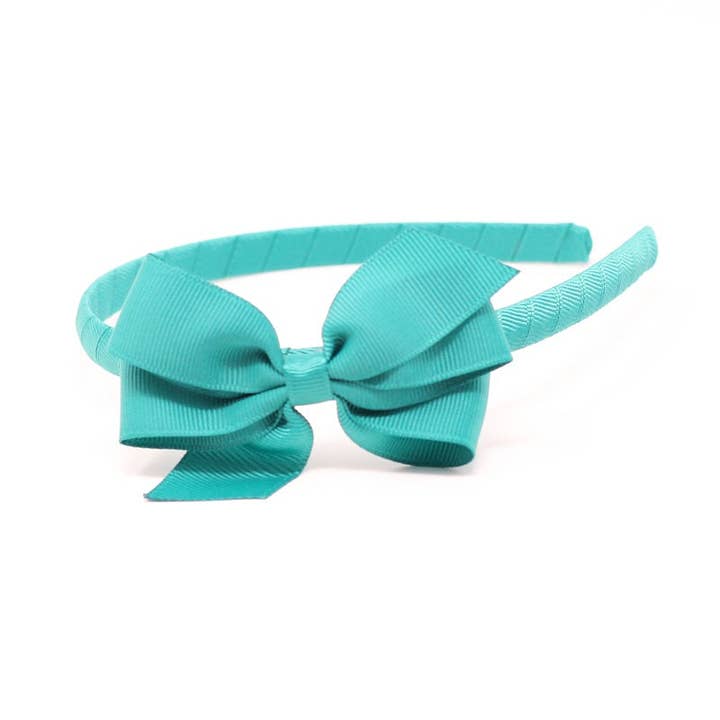 Flat Bow Headband - Emerald Green for wholesale by Ribbies