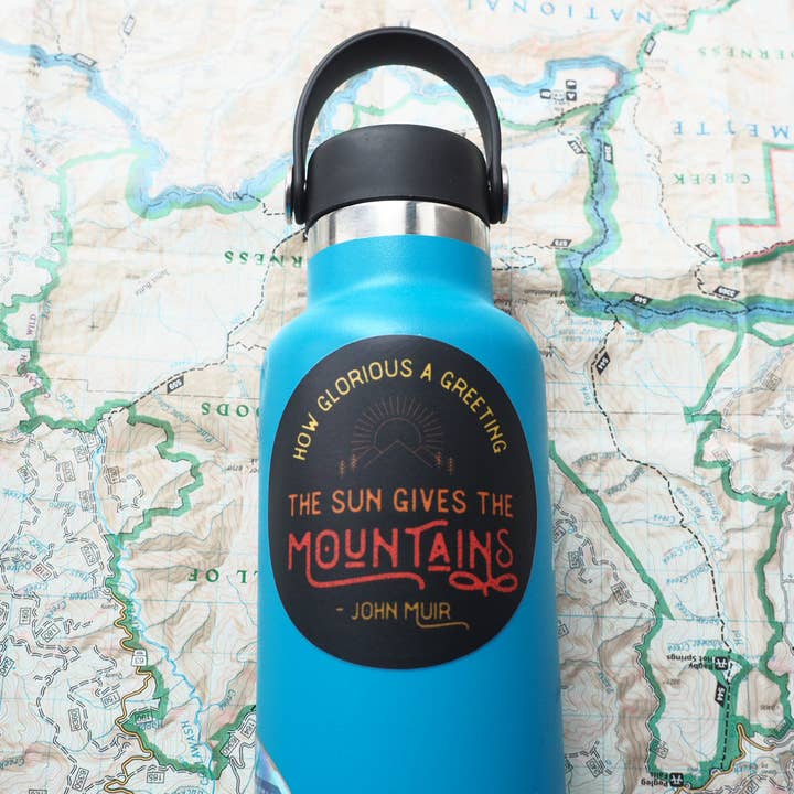 Sentinel Supply - Wholesale Sticker - John Muir Round Mountain Quote Sticker - Camping Decal5